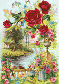 Roses flamboyantes au bord de l'eau
